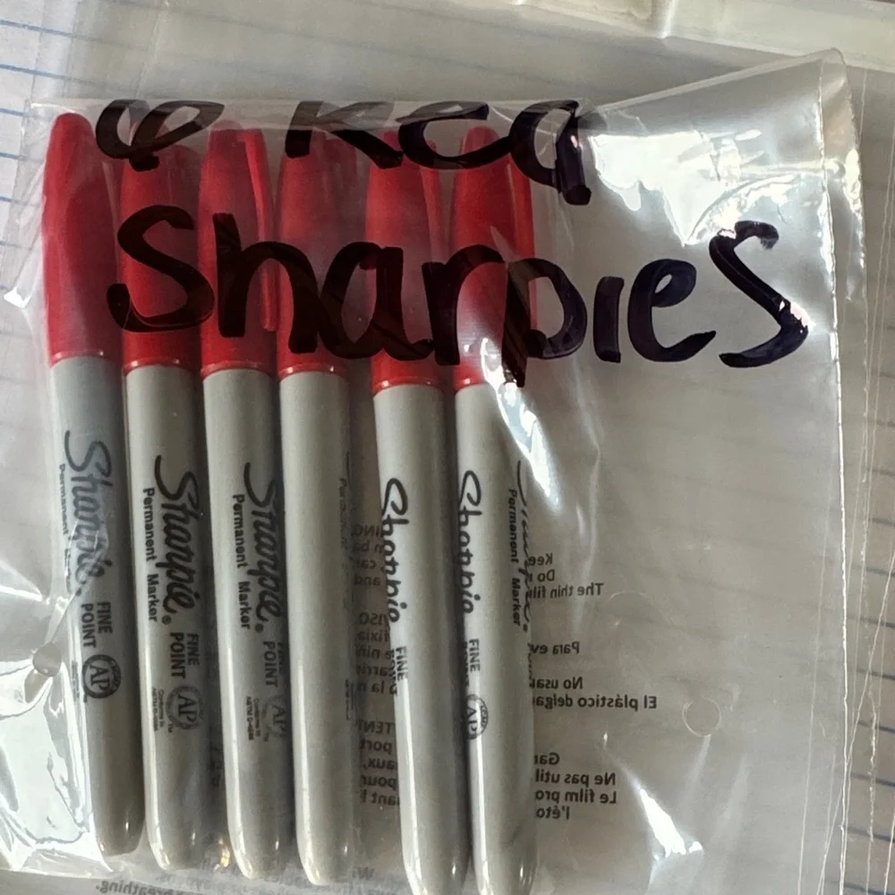 ★ Sharpie Fine Point Permanent Markers Red Set of 6 Office School Supply